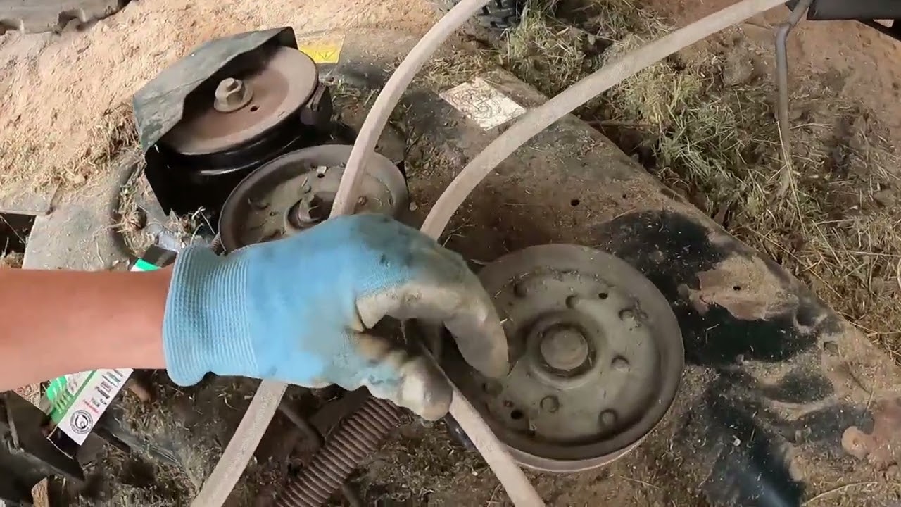 Yard Works mower changing the belts, deck belt and drive belts.