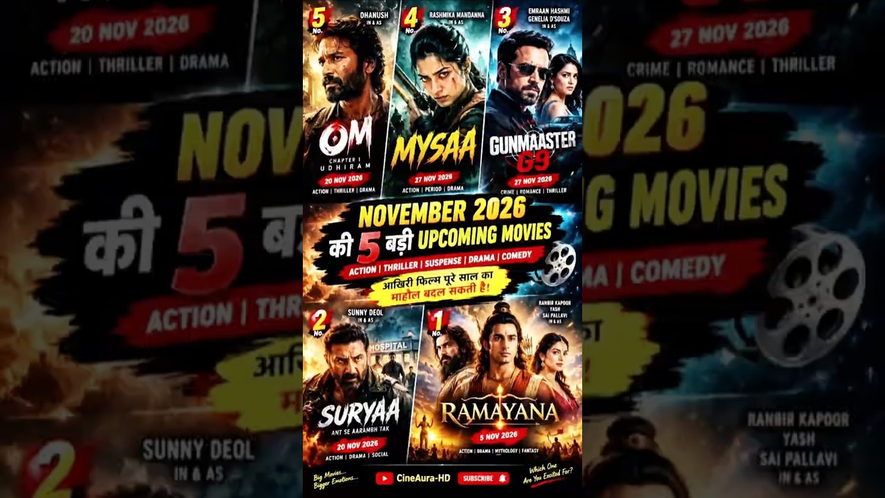 November 2026 की 5 BIGGEST Upcoming Movies 🔥 Ramayana, Mysaa, Suryaa | #Shorts