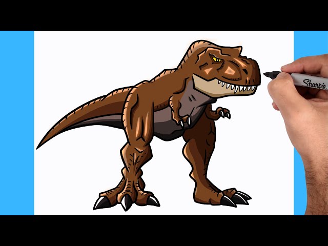 Como DESENHAR um DINOSSAURO T REX do JURASSIC PARK WORLD Cómo DIBUJAR un  DINOSAURIO JURASSIC PARK 