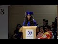 Head girl aashna sundesha dais addressing the audience at the graduation ceremony class of 2018