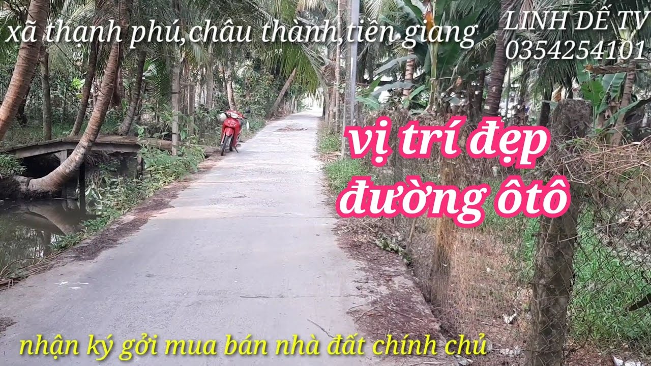 T381🌹Bán đất vườn đường ôtô cặp kênh,giá 750 triệu,ở gần trại rắn đồng tâm,tiền giang