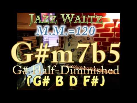g#m7b5 half-dim (g# b d f#) jazz waltz - m.m.=120 - one chord vamp