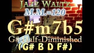 g#m7b5 half-dim (g# b d f#) jazz waltz - m.m.=120 - one chord vamp