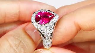 Unheated Neon Ruby Ring at 3.51 carats by Kat Florence KF08446