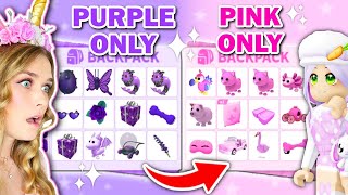PINK vs PURPLE Inventory Only Challenge In Adopt Me! (Roblox)