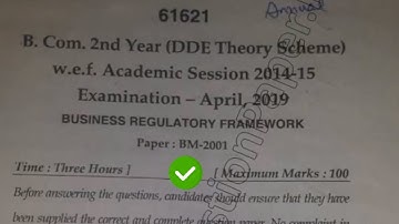 2019 Mdu BCom DDE 2nd Year Business Regulatory Framework Question Paper