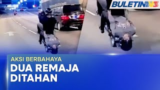 AKSI BERBAHAYA | Polis Tahan Dua Remaja ‘Wheelie’, Seret Kepala Atas Jalan (BU)
