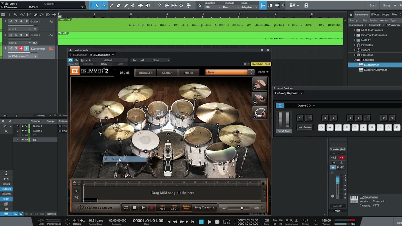 Ezdrummer 2 Hi Hat open Fix (How to) within Presonus Studio One