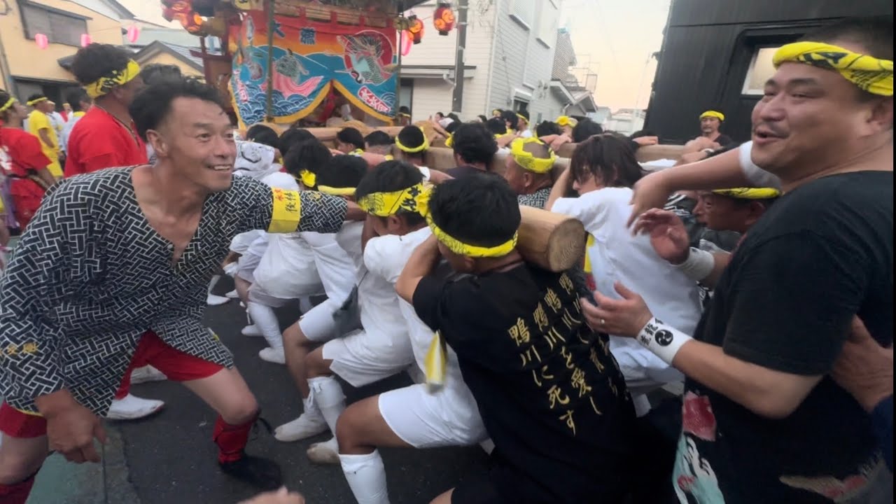 【厳選ド迫力シーン】世にも珍しい #担ぎ屋台 #宮出し ～ 夜の #渡御 ！怒号の渦の中の激しい揉み・差し・地面にドスン放り投げ #鴨川合同祭 #水交団 #大浦八雲神社 #祭り 20240907(土)