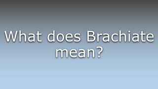 What does Brachiate mean