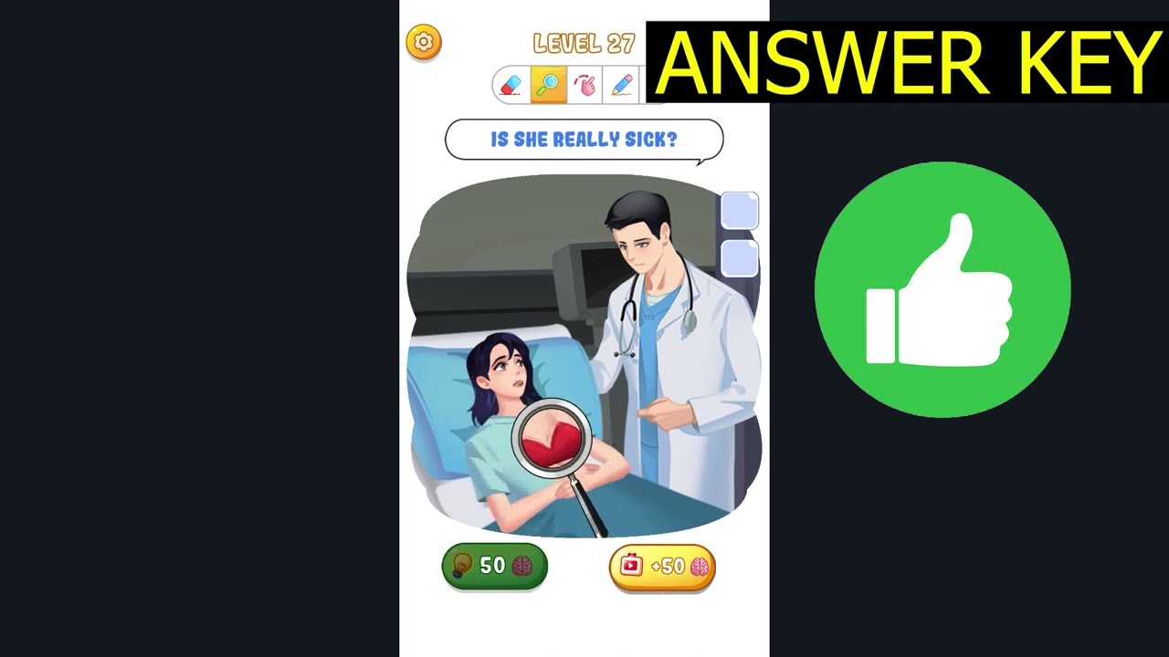 Tricky Quiz Brain Out Puzzle LEVEL 27 is she really sick (ANSWER KEY) Gameplay Walkthrough