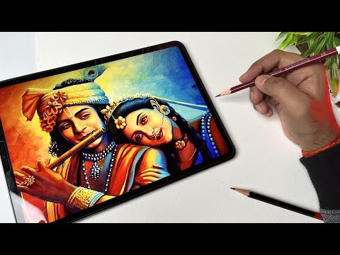 Colorful Radha Krishna Paint Art Moon God Krishna, HD wallpaper | Peakpx