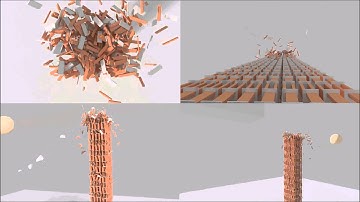Blender Block Tower Smashed in Slow-Mo - 1080p - Blender Physics - OnTheBlend