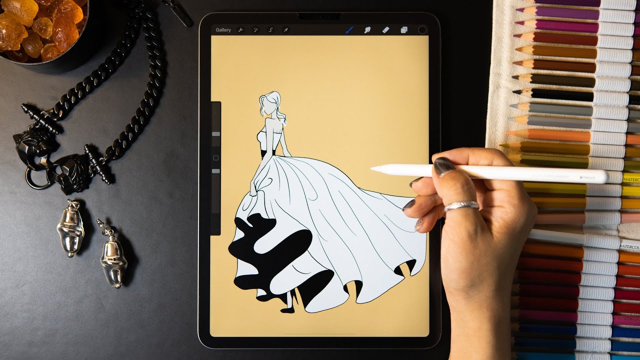 Procreate Digital Fashion illustration Speed Drawing For Simple Dress ...