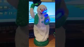🎄 Gemmy Green Peppermint Spinning Snowflake Snowman ☃️ Fully Repaired With Fresh Battery’s
