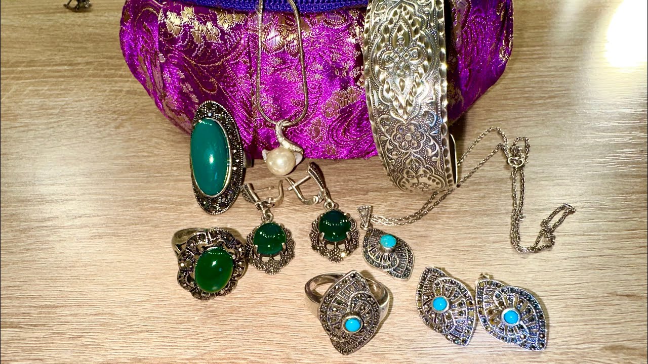 Серебряные украшения мамы/ Натуральные камни/Как я чищу ювелирные ...