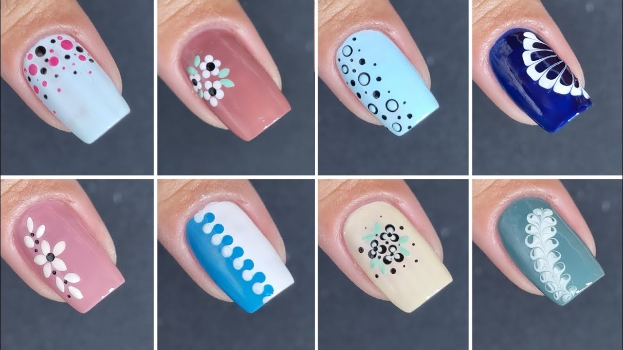 Top 8 Easynailart at Home || Simple naildesigns for beginners || Nailart using dotting tools
