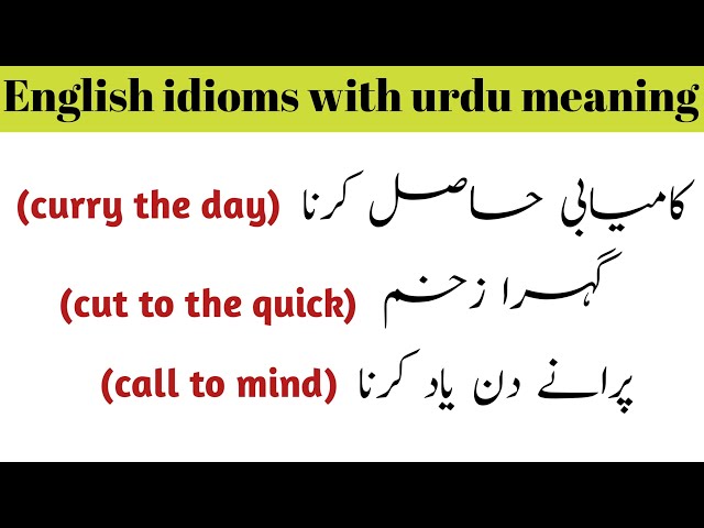 idioms in english with urdu meaning  Idioms and phrases, English  vocabulary words learning, English phrases sentences