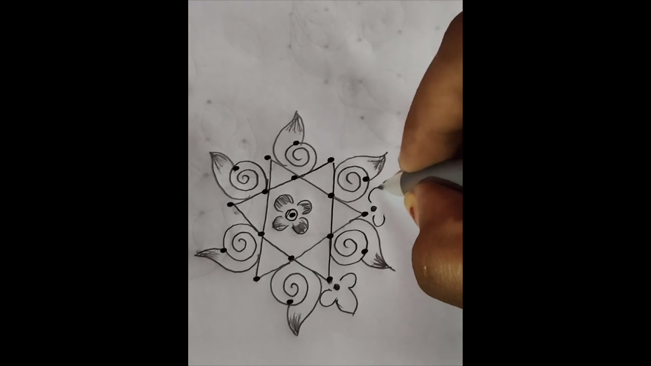 Simple and easy rangoli 🌺🌺//5*3dots flowers rangoli 