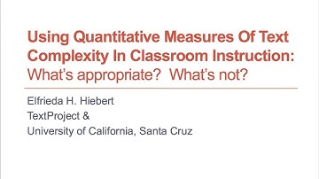 Using Quantitative Measures of Text Complexity in Classroom Instruction