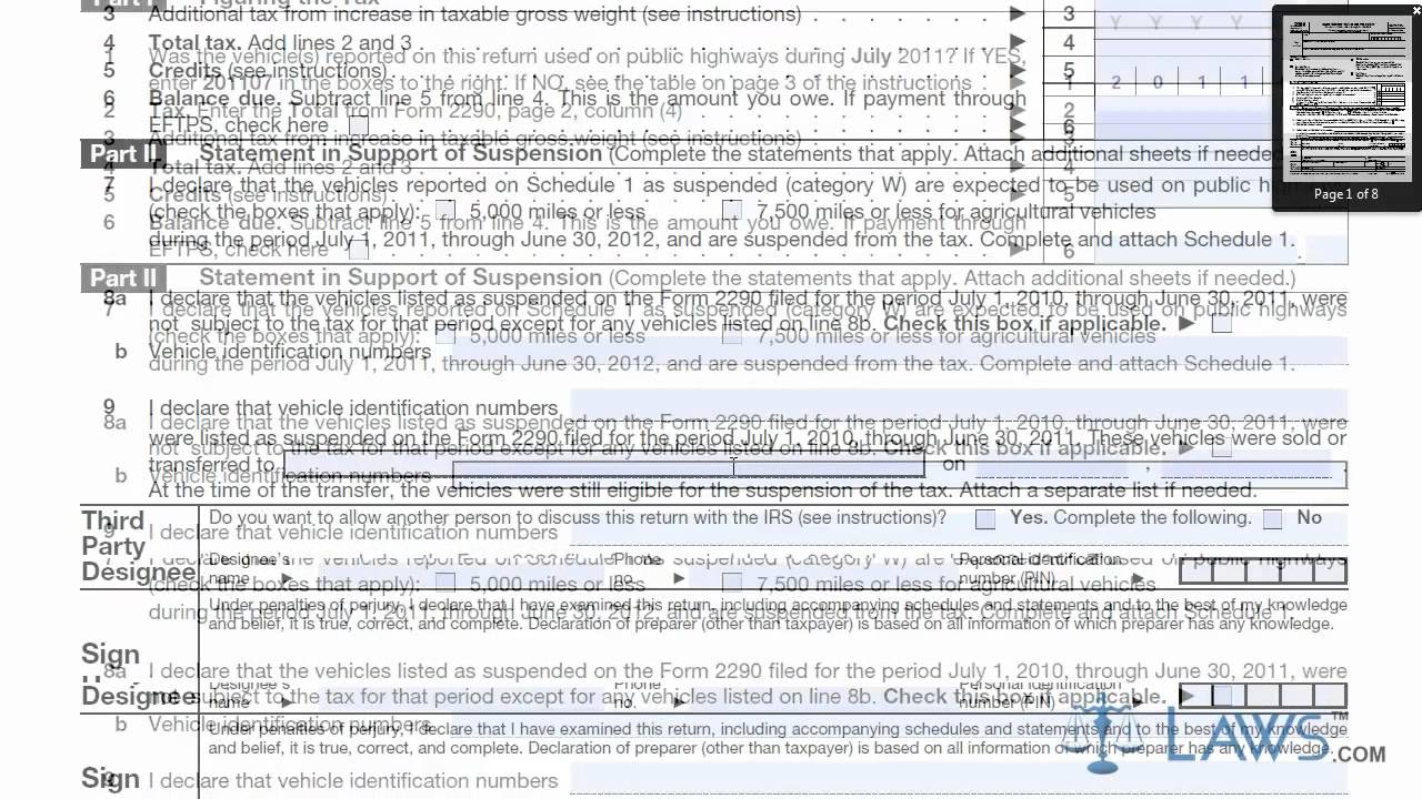 Learn How To Fill The Form 2290 Internal Revenue Service Tax Youtube