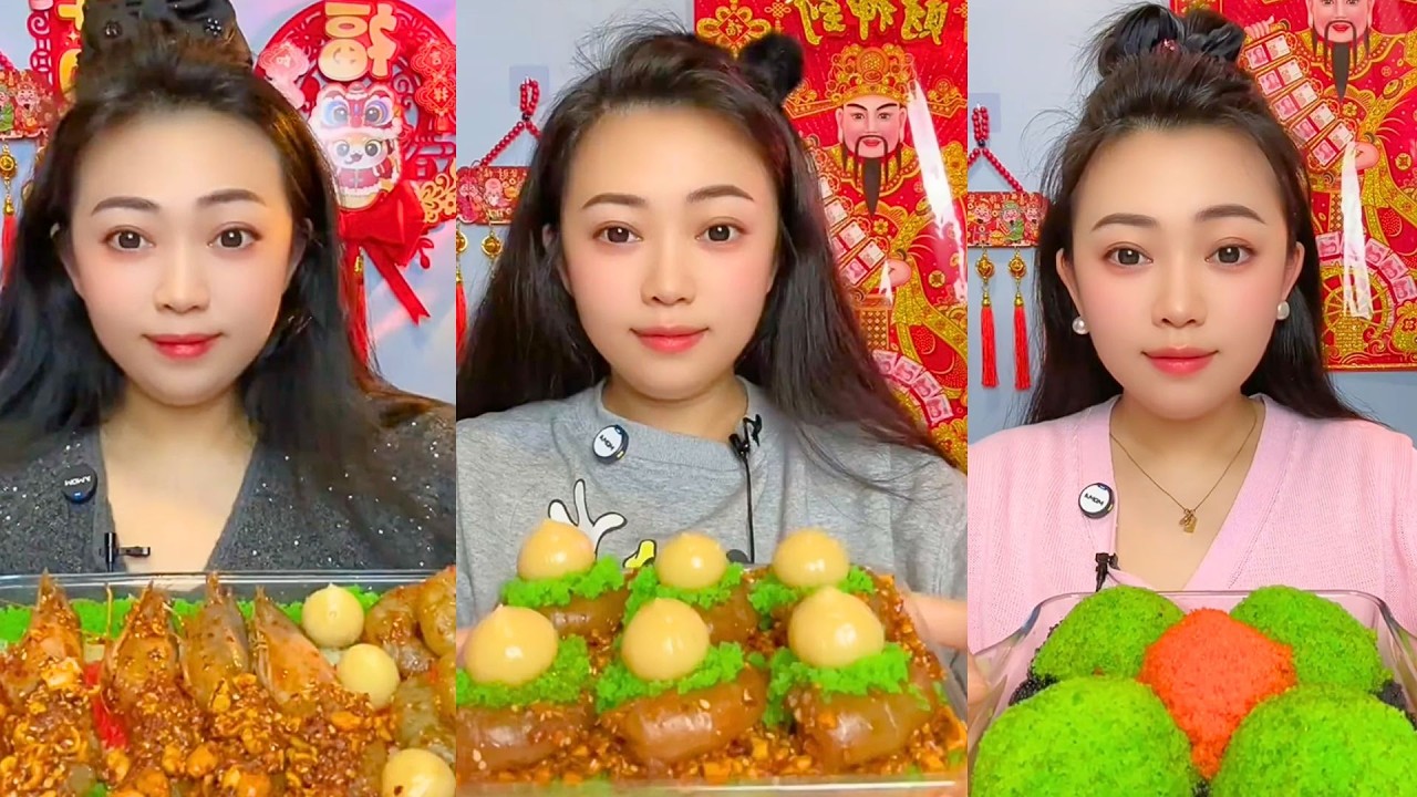Spicy Shrimp Platter and Colorful Dessert Bites Mukbang