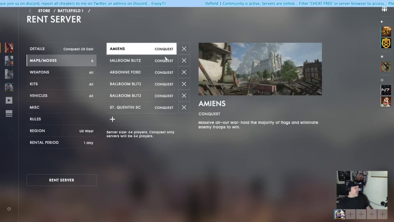 Battlefield 1 Server Rental Launch Features, Rule sets and Pre