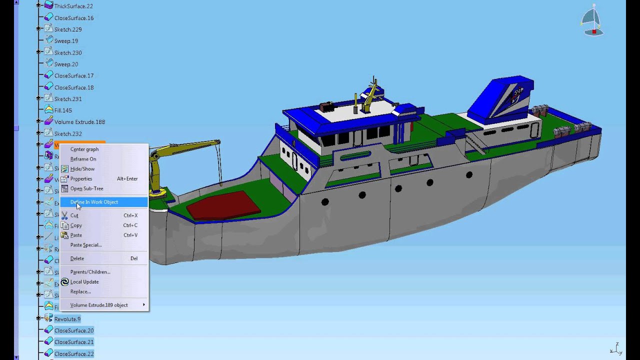 catia v5 ship made only in surface - youtube