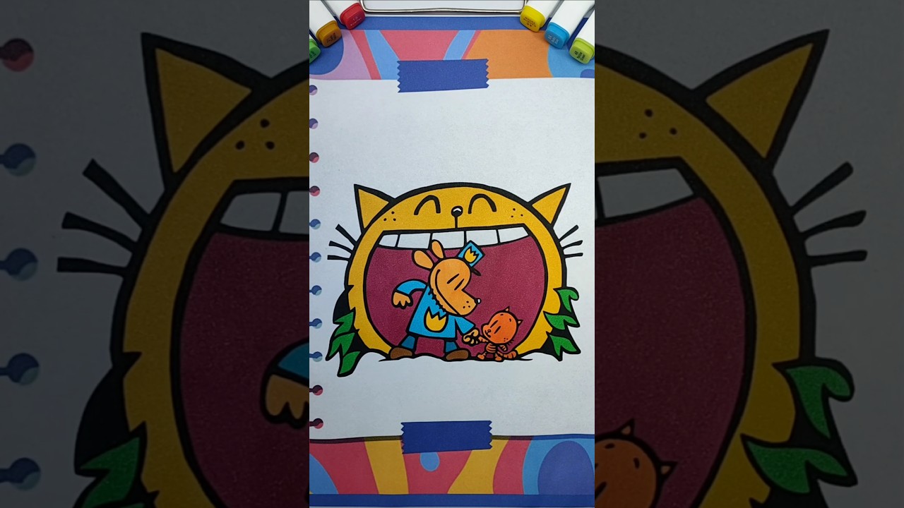 Coloring Dog Man and Cat Kid | Fun Art for Kids