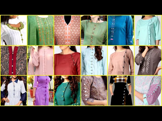 Top 25 Beautiful Neck Designs With Buttons For Kurti & Frock | Sleeve Button  Design - YouTube