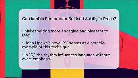 Can Iambic Pentameter Be Used Subtly In Prose? - The Prose Path