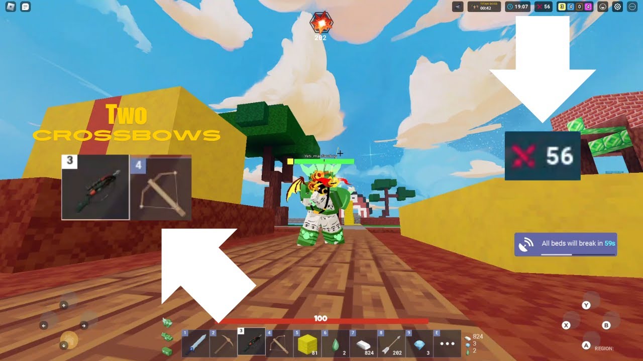 I found a glitch to get TWO CROSSBOWS || Roblox Bedwars - YouTube