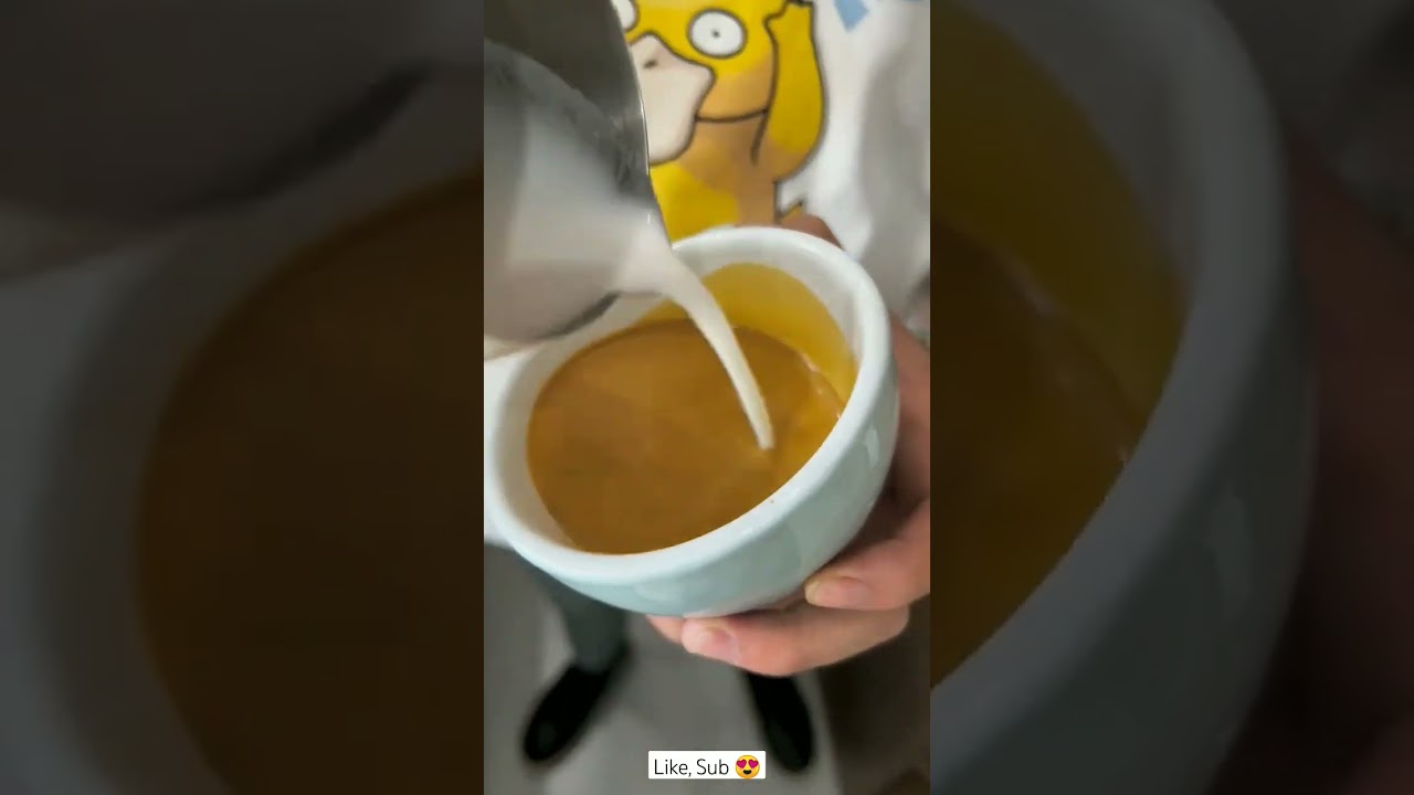 Morning With Rockstar Latte | #latte #barista #art #coffee #shorts #video