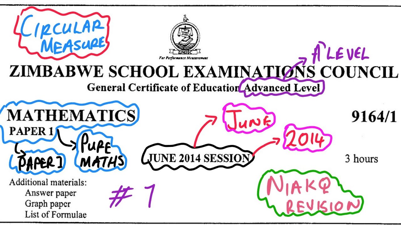 A LEVEL MATH ZIMSEC J2014 P1 Q7 CIRCULAR MEASURE 