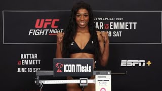 Maria Oliveira and Gloria de Paula - Official Weigh-ins - (UFC Fight Night: Kattar vs. Emmett)