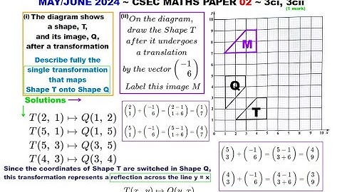 Transformations: a Reflection & a Translation ~ May/June 2024 ~ 3ci, 3cii ~ Paper2-CSEC-MATHS-629
