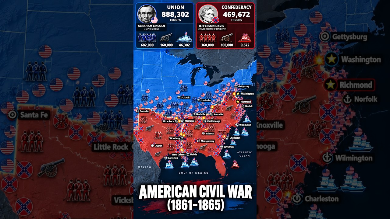American Civil War (1861–1865) | Animated Map - YouTube