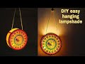 Diy hanging lampshade |madhubani painted lamp | diy hanging light| pendant light| diy lamp