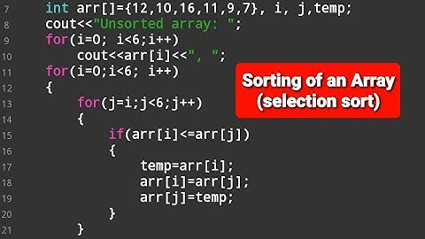 C++ code : Sorting of an array - Ascending and Descending order