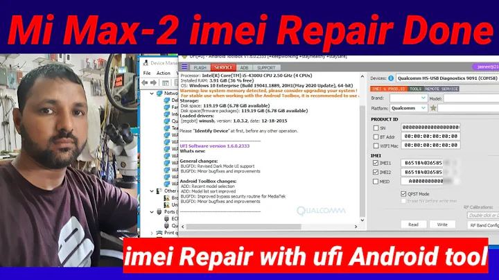 Redmi Mi Max-2 dual Security imei Repair done with Ufi Android toolbox | imei Repair Process ufi box