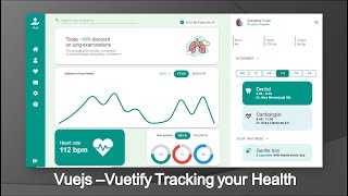 Vuejs - Vuetify  UI Design, Tracking your Health - Dashboard