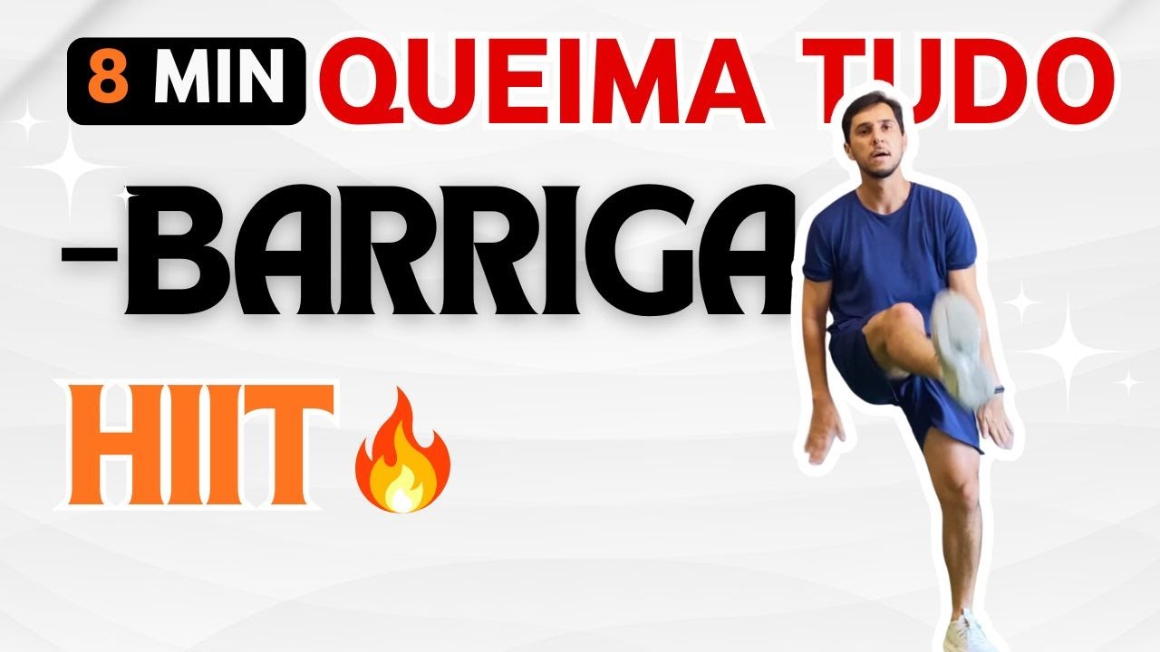 CARDIO HIIT 8 MINUTOS: Treino Intenso Para Secar Barriga (Sem Equipamentos)
