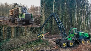 Houtoogst Door Annehiel John Deere 1270E Harvester & John Deere 1110G Forwarder John Deere 1270G