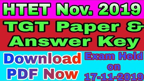 HTET TGT Paper 2019 Answer key Download Now