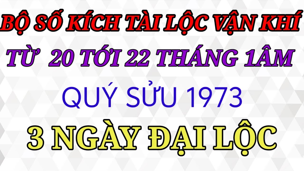 TẠI SAO GIỚI NHÀ GIÀU SĂN ĐÓN BỘ SỐ MAY MẮN QUÝ SỬU 1973 TRONG 3 NGÀY ĐẠI LỘC NÀY?