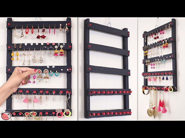 DIY how to make earring holder at home - YouTube