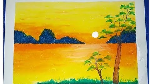 Dạy Bé cách vẽ tranh Phong cảnh Hoàng Hôn trên biển bằng màu sáp dầu I #Tonymithuathandmade