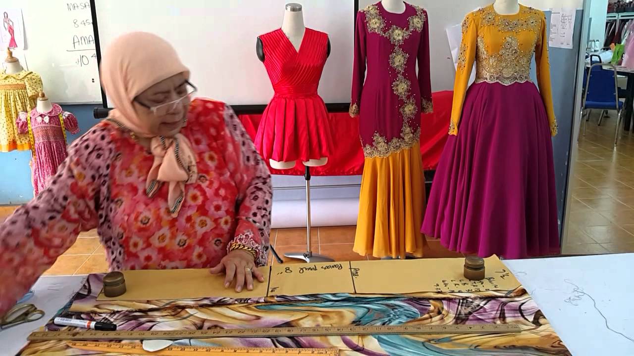 Teknik Menderaf Pola & Menggunting Baju Kurung Pesak Gantung / Riau / Pahang