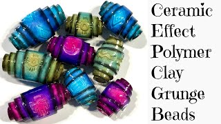 Easy Polymer Clay Ceramic Effect Grunge Beads Tutorial Rolled Bead Paper Bead Style For Jewelry by Thinking Outside The Box 36,837 views 3 years ago 26 minutes