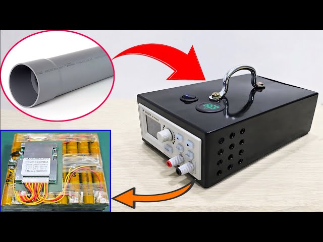 Build a DC Power Supply using 60v Battery with PVC pipe class=